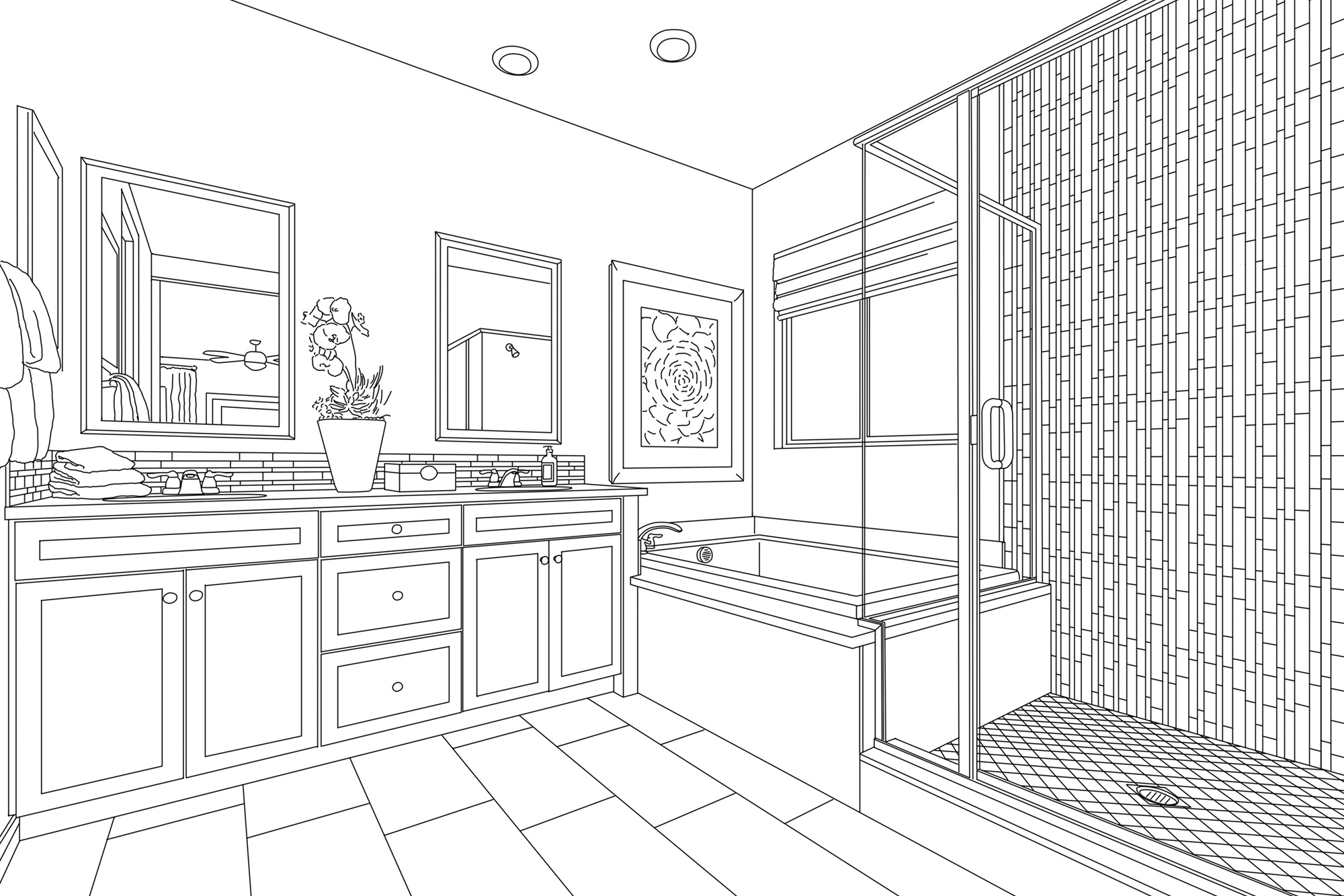 Detailed Drawing of A Custom Master Bathroom on White. | AE Project ...